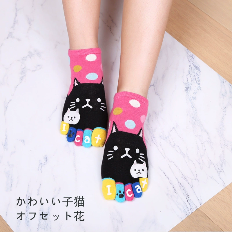 Пальчиковые носки оптом хлопковые носки оптом для Taobao Tmall милый рисунок кота мультфильм пять пальцев носки