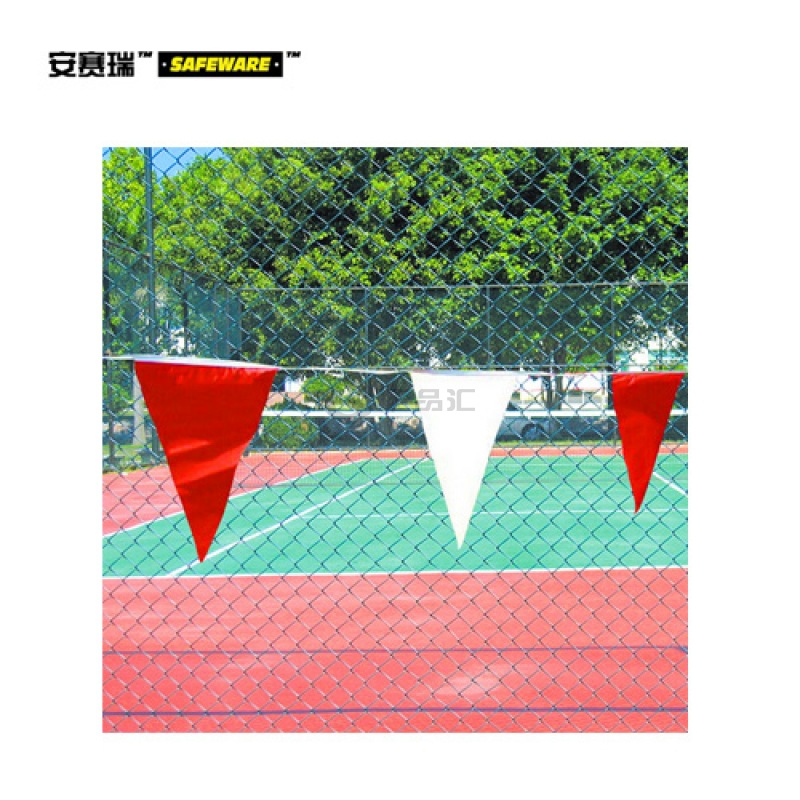 安赛瑞(SAFEWARE) 警示红白旗-涤纶布材质,红白相间,三角旗尺寸1