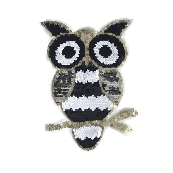 Color-changing Owl Ab Face Flip Embroidered Beaded Piece Of Cloth Stickers Decorative Clothing Flip Sequins Double-sided Cloth Stickers display picture 2