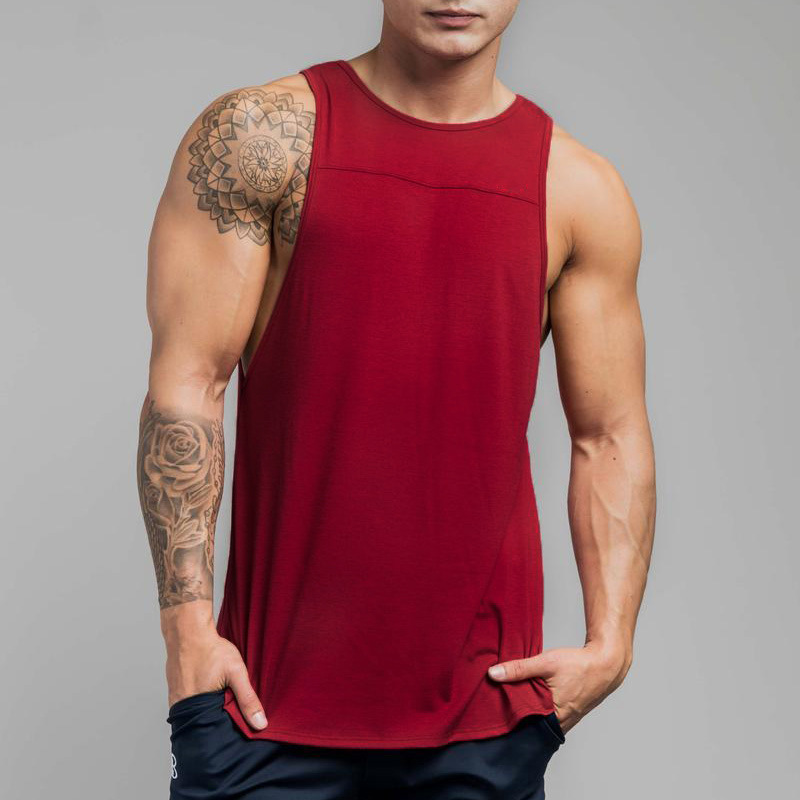 Comercio exterior nuevo en blanco hombres culturismo fitness deportes chaleco liso camiseta sin mangas color sólido costura suelta más tamaño