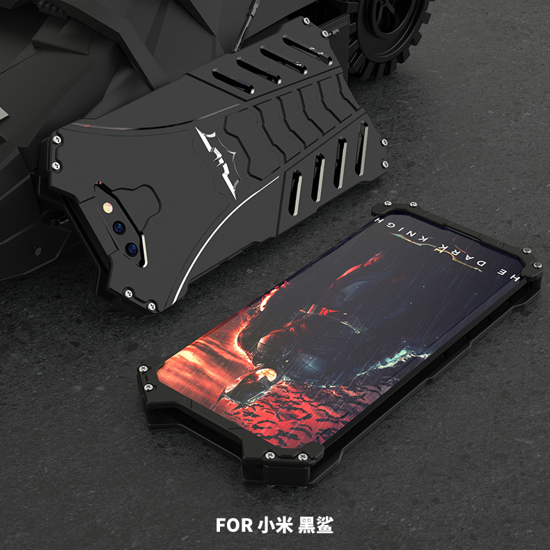 R-Just Batman Shockproof Aluminum Shell Metal Case with Custom Batarang Stent for Xiaomi Black Shark