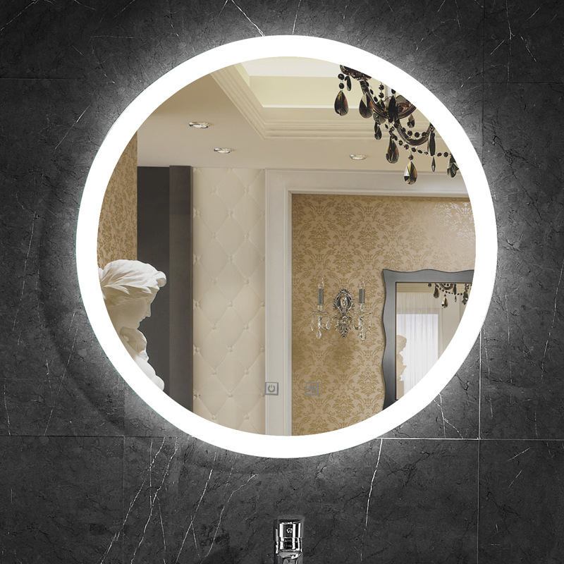 抖音智能浴室镜欧式led触摸开关圆形壁挂酒店卫生间洗手台玻璃镜