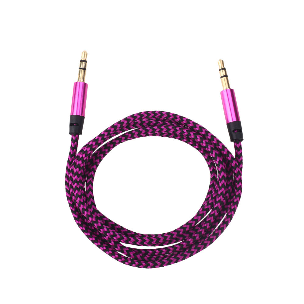 （中性）3.5MM 公对公金属壳编织音频线1M 颜色->玫红