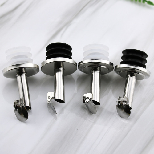 Manufacturer wholesale stainless steel oil bottle stopper 3.2cm diameter automatic lid silicone wine stopper supports formulation