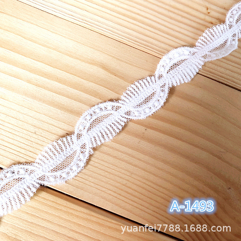 A-1493双边交叉波浪棉线刺绣网纱刺绣蕾丝花边DIY家纺洋装辅料