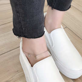 韩版新款s925纯银脚链女士 镶钻时尚个性跨境脚饰品星星月亮脚链
