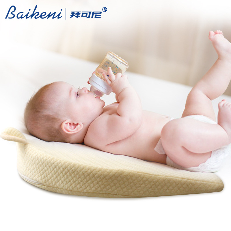 拜可尼记忆棉婴儿枕头防溢奶防吐奶圆形斜坡垫卡通楔形婴儿枕