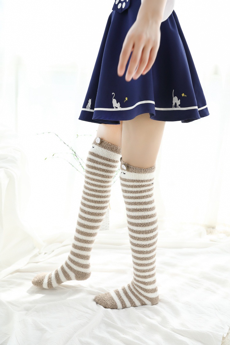 over knee thick warm striped socks  NSFN30495