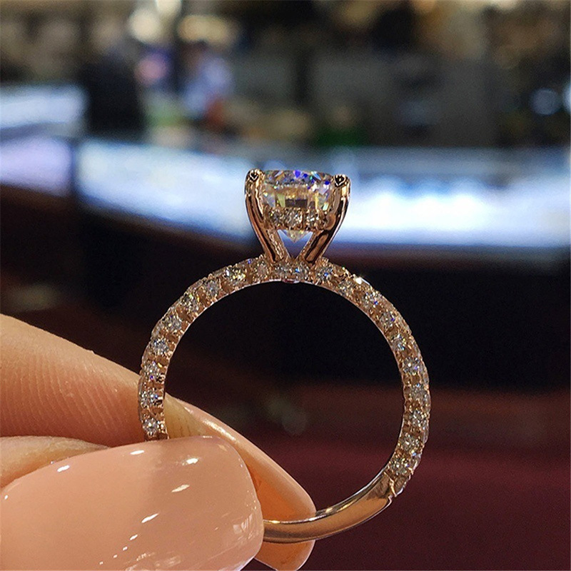 Fashion Diamond Round Alloy Ring Proposal Diamond Ring Wholesale display picture 4
