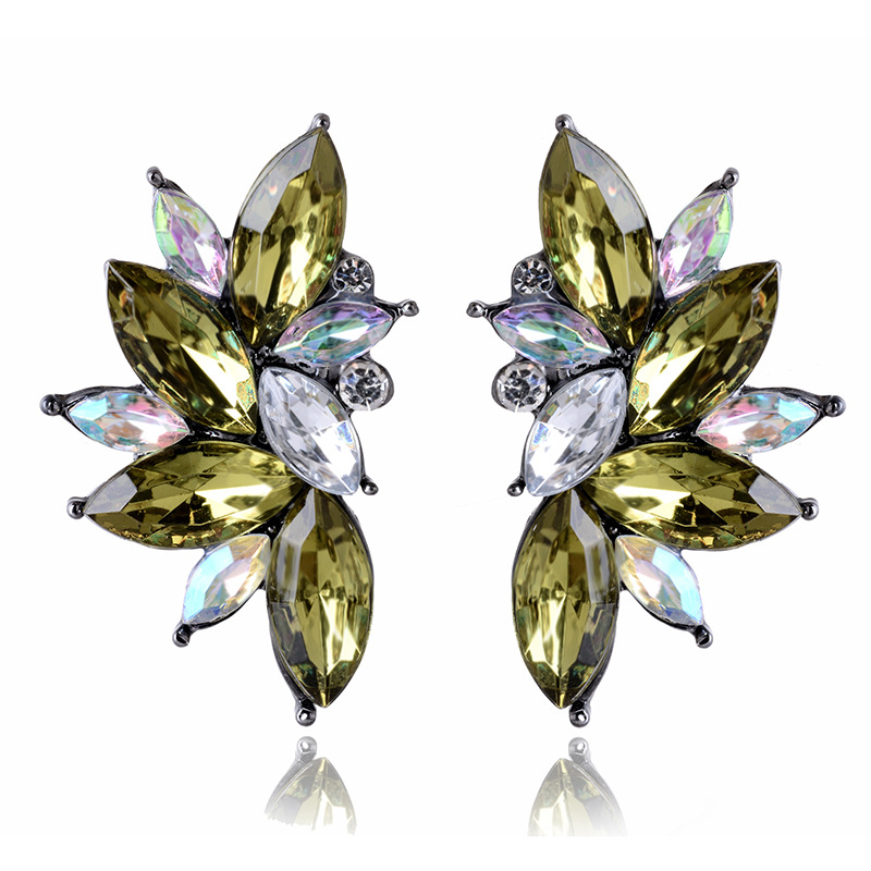 Artificial Crystal, Resin Inlay Material 1 Pair Glam Geometric Alloy Inlay Artificial Crystal Resin Women's Drop Earrings