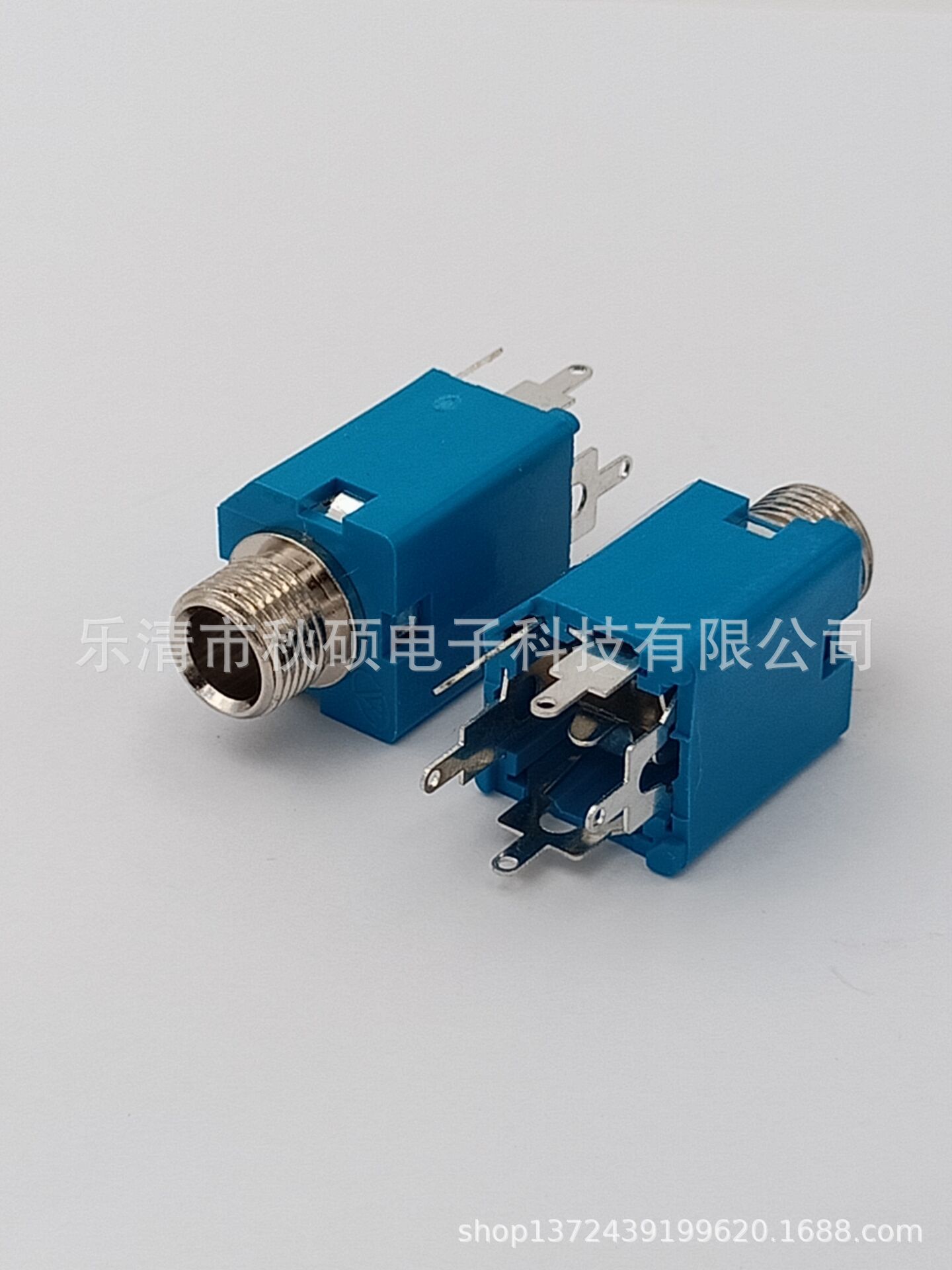 直销蓝色6.35麦克风效果器插座 金属5脚带螺纹口话筒咪座 PJ-612