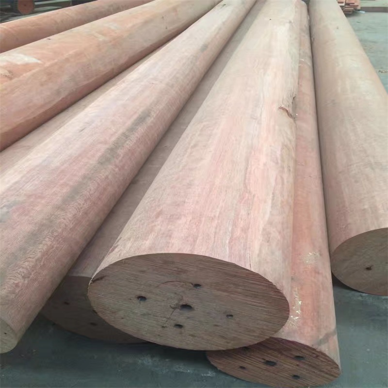 批发定制碳化木圆柱花旗松防腐木立柱仿古炭化实木柱子横主梁圆木|ms