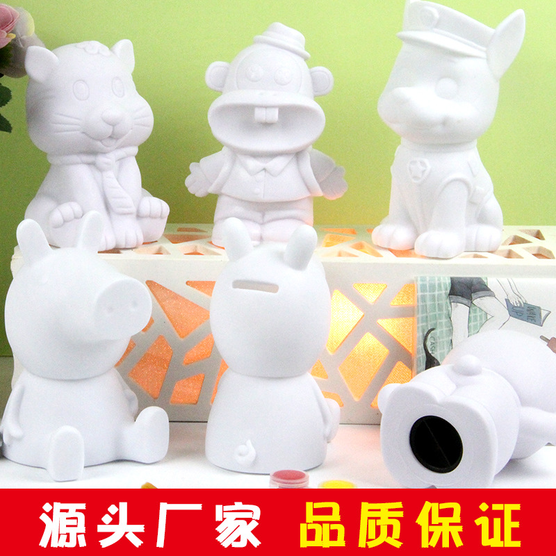 創意公仔兒童玩具 DIY制作 娃娃白胚塗鴉卡通儲錢罐批發