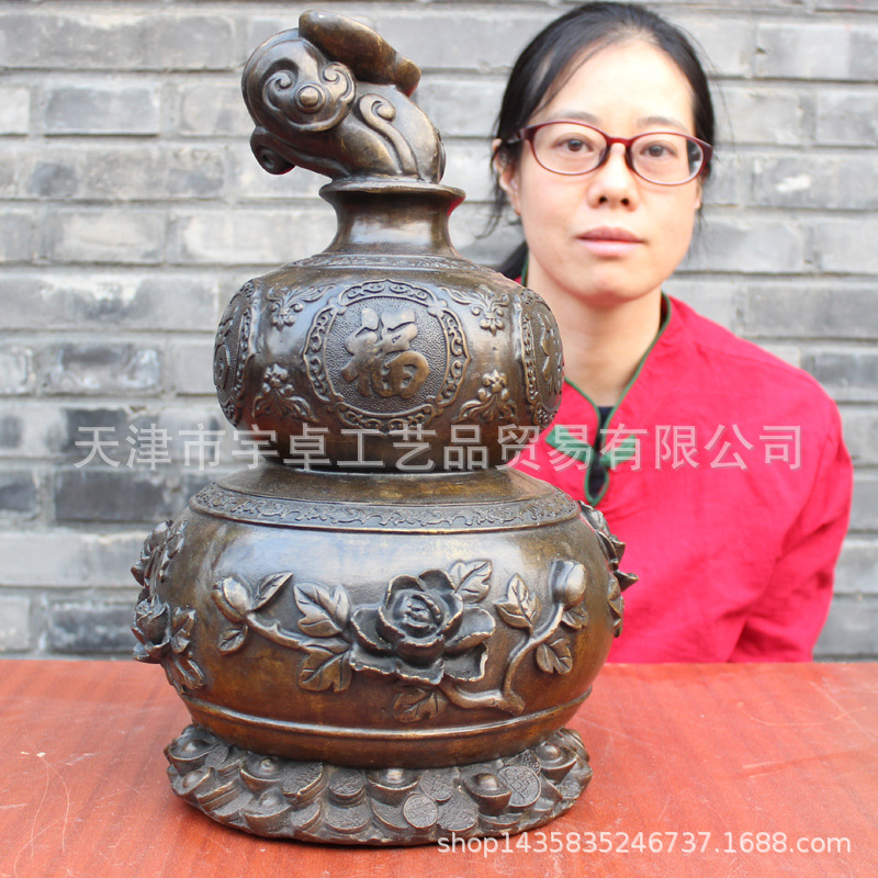 宇卓铜器   纯铜葫芦 黄铜葫芦 福字葫芦 铜葫芦 工艺品 摆件
