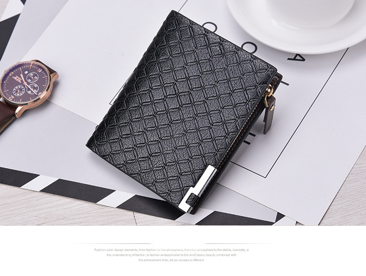 Men's Wallet Multiple Card Slots Wallet Short Business Plaid Horizontal Coin Purse Zipper Wallet Wallet Men's Card Holder display picture 9