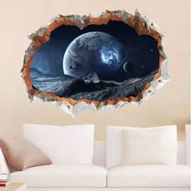 月球星空3D破墙星空效果儿童房背景墙面装饰贴纸墙贴MU85010
