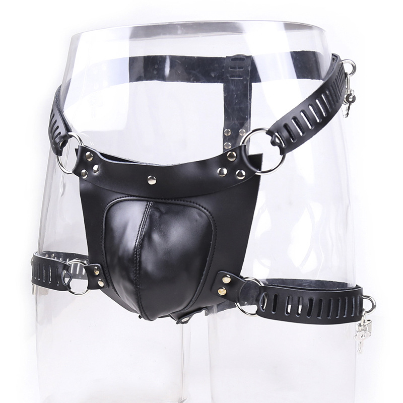 Ropa interior de cuero con candado para hombres, pantalones de castidad, ropa interior de cuero para hombres, tienda de fábrica, juguetes sexuales.