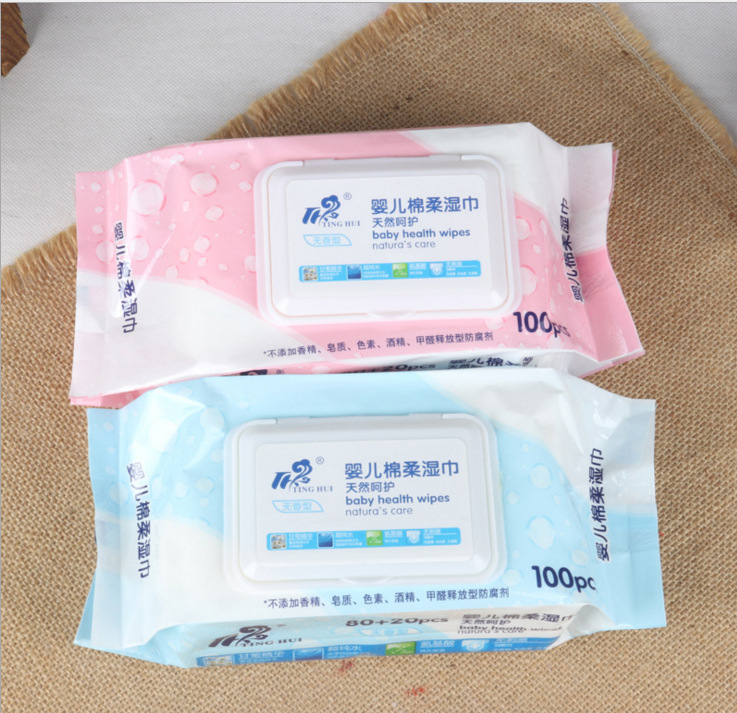 超柔湿巾无添加100抽 大包带盖新生儿童宝宝湿纸巾 母婴用品批发|ru