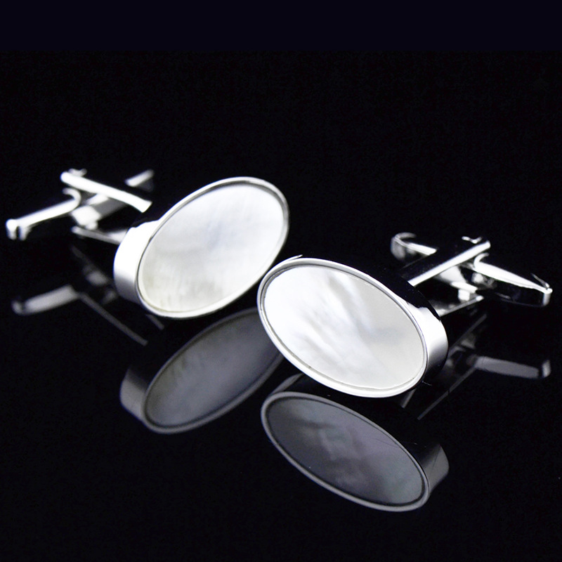 英博ixiukou橢圓白色貝殼袖扣袖釘男法式紐扣812cufflinks/156740