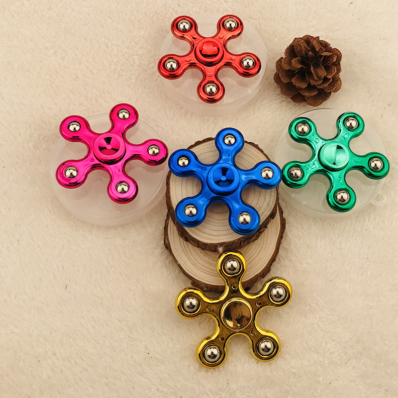 指尖陀螺手指螺旋五珠五叶指尖陀螺指间持久旋转成人儿童玩具批发|ru