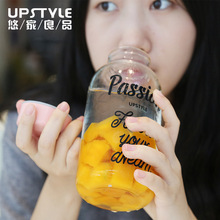 创意玻璃杯韩国可爱果汁杯子女学生韩版水杯创意潮流便携玻璃杯