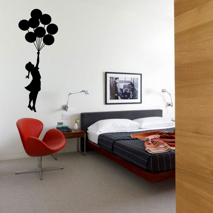 Serie Banksy Globo Chica tallada pegatinas de pared jardín de infantes habitación de los niños decoración creativa pegatinas murales autoadhesivas