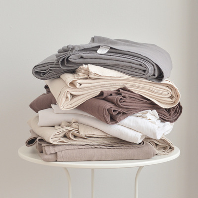 夏季北歐風亞麻粘三件套床單枕套透氣涼爽比利時亞麻透氣柔軟