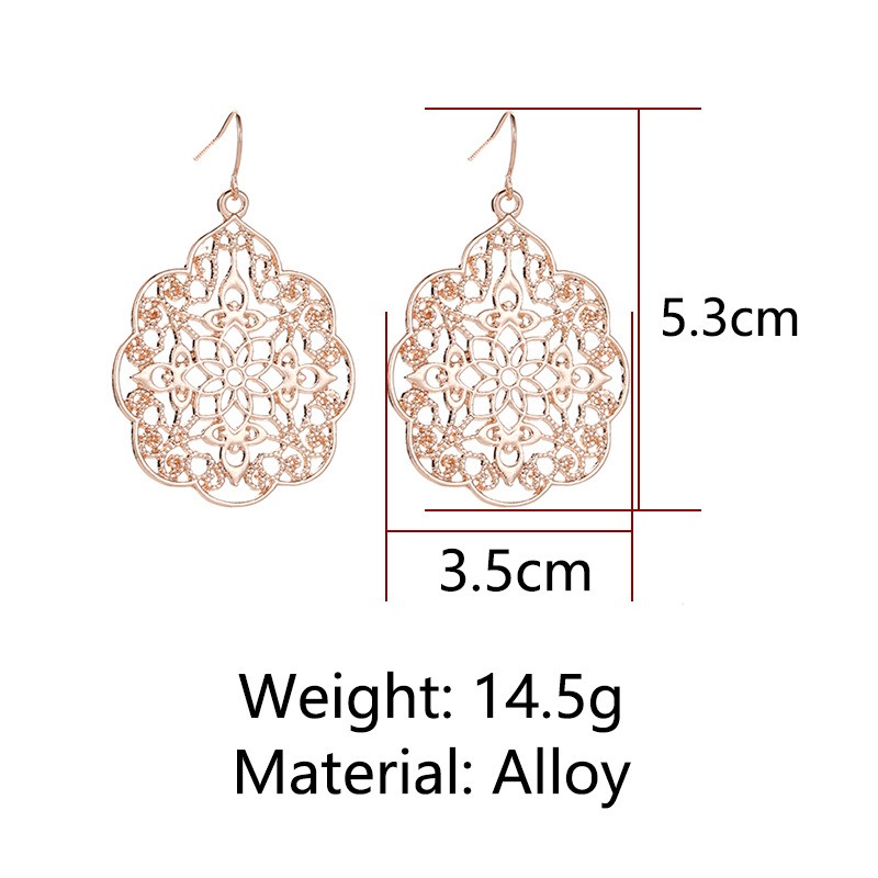 New Fashion Palace Plaid Hollow Earrings Hot Selling Alloy Plating Earrings Nihaojewelry Wholesale display picture 1