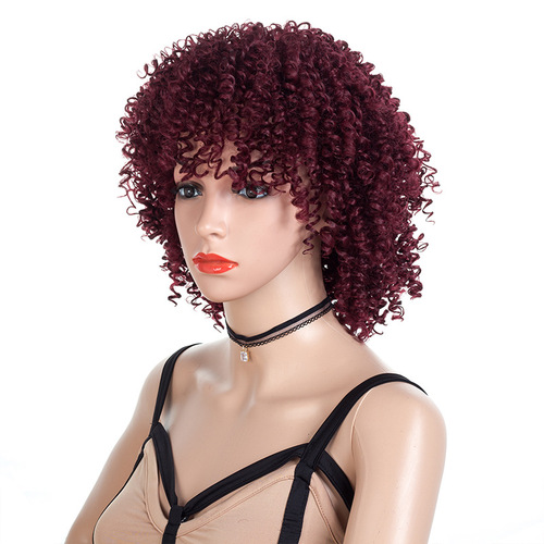 Curly Hair Wigs Wig women&apos;s wig set Synthetic wigs high temperature fluffy small curl wig headpiece wig