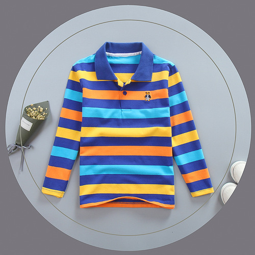  Children's Clothing POLO Shirts Spring and Autumn Long-sleeved T-shirts for large and medium-sized children's tops Lycra cotton elastic cross-border long-term stock