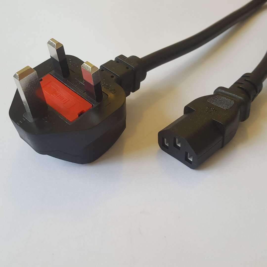 大功率连接英国AC线 英标电源线 CE新加波插头线 英规1.5平方现货