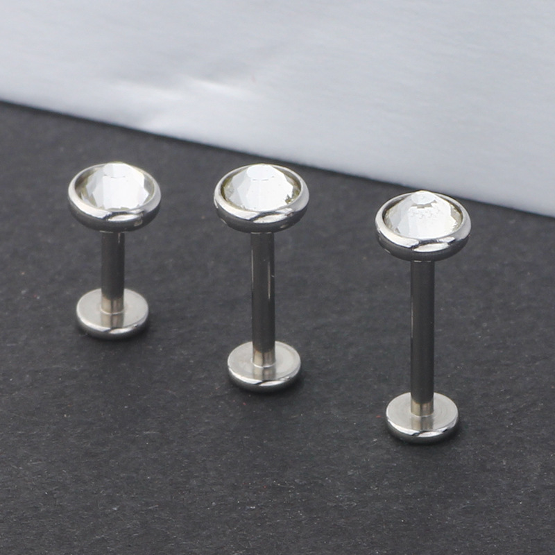 White Flat Head Ear Nail Lip Nail Eyebrow Nail 316L Surgical Steel Body Piercing Jewelry Set detail image 8