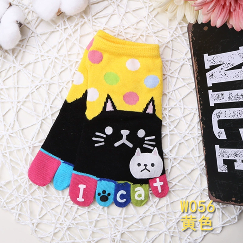 Пальчиковые носки оптом хлопковые носки оптом для Taobao Tmall милый рисунок кота мультфильм пять пальцев носки