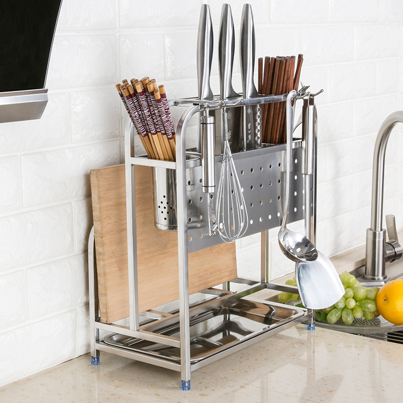 304不锈钢刀架厨房置物架菜刀座厨具菜板多功能收纳架高款砧板架