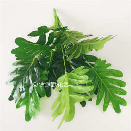现货 厂家直销仿真叶子盆栽植物墙绿植墙配材装饰绿叶12头春芋叶