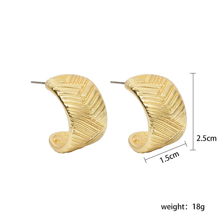 18g Weight No Inlaid Inlay Material Earrings, Ear Studs Classification Travel Occasion Copper Material Geometric Pattern Women'S Gender Gold, Silver Color  New Korean All-match Retro Earrings 无