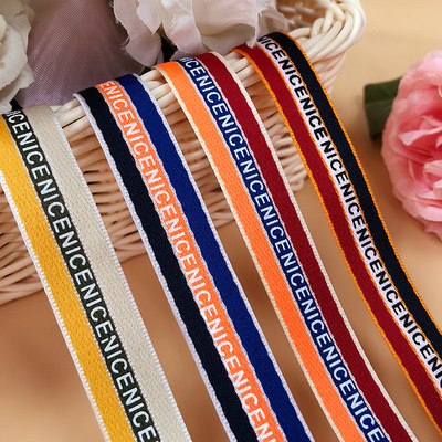 1.5cm字母印花织带厂家批发 新款彩色涤纶仿尼龙电脑织带服装辅料|ms