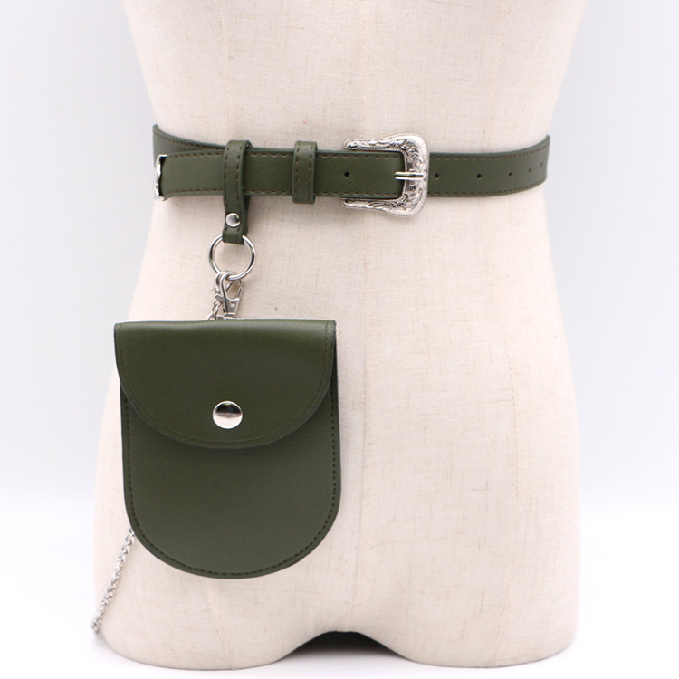 Vintage Floral Women's Belt with Metal Chain Waist Bag measurements and detail photo 7