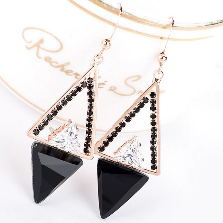 Accessory, black earrings, Korean style, simple and elegant design