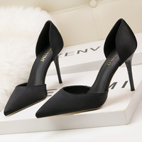 6289-10 Korean fashion, elegant, pure color shoes, high heel shoes, high heels and silk hollow hollowed sandals.