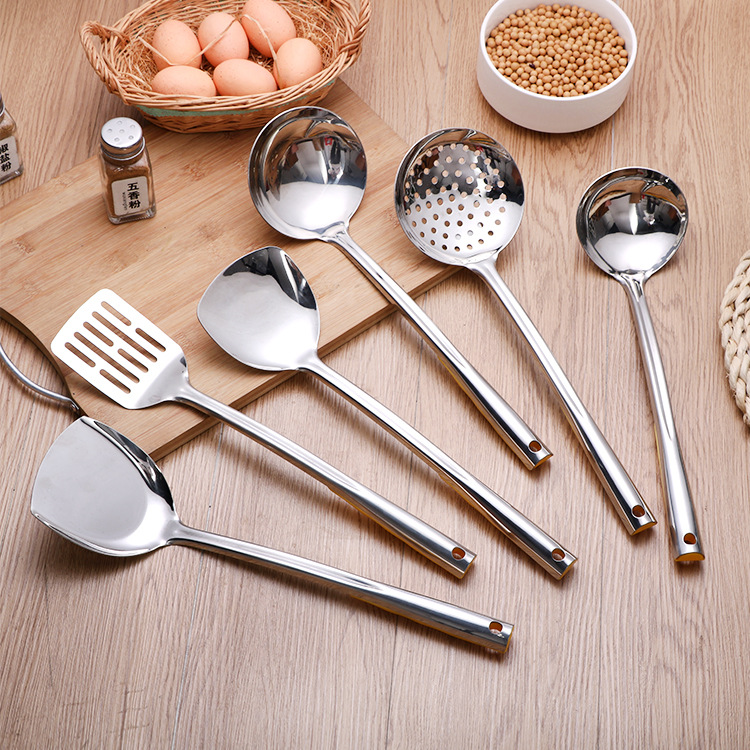 가정용 스테인레스 스틸 주방 용품 세트 주방 요리 숟가락과 삽 11 개 세트 두꺼운 수프 스푼 핸들 스푼 소쿠리 숟가락과 삽 선물