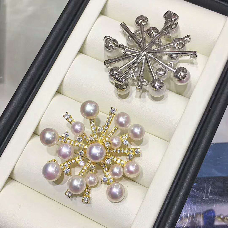 海心珠宝 男神女神同款胸花 时尚新款爆款气质淡水珍珠胸针配饰