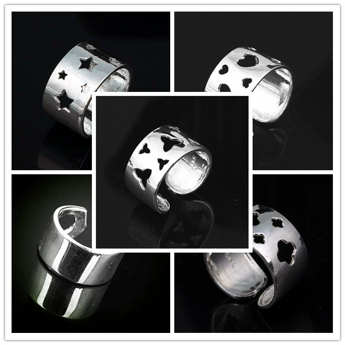 Европейская и американская мода серебряные ювелирные изделия открывая кольцо персонализированное творческое властное плоское печатное ручное ювелирное изделие трансграничное кольцо