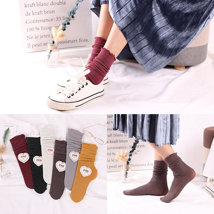 2018新款女襪 天鵝絨銀絲透氣堆堆襪舒適百搭中筒襪子 廠家批發