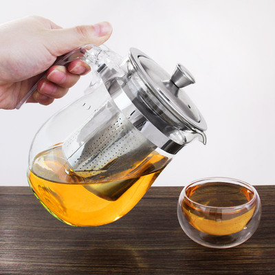 Elegant cup Teapot Heat Glass Stainless steel filter household to work in an office Tea Tea separate tea set
