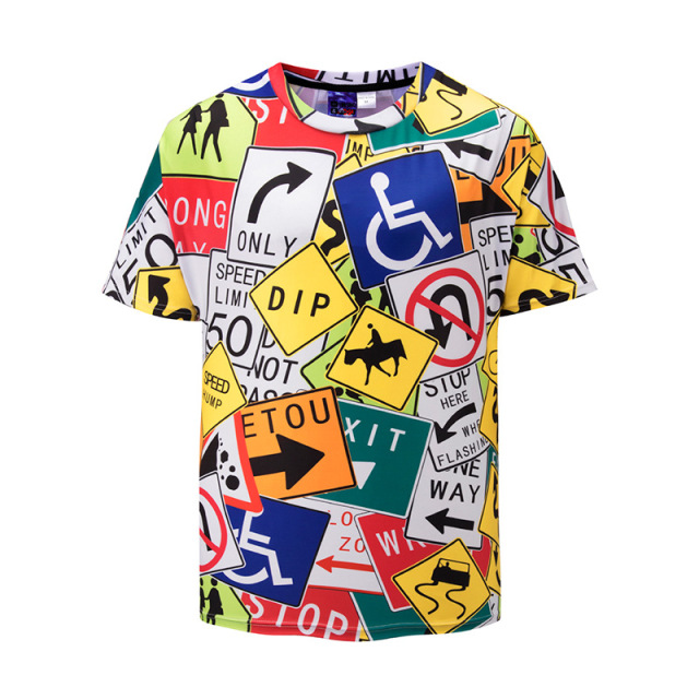 New Creative Street Mark Printed T-shirt Short Sleeve Summer