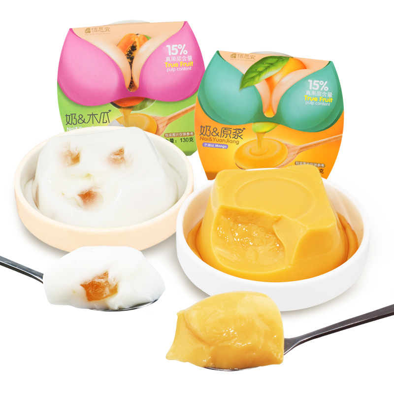 佰思宜木瓜牛奶布丁芒果原浆布丁果冻整箱批发6240g（130g*48）|ru