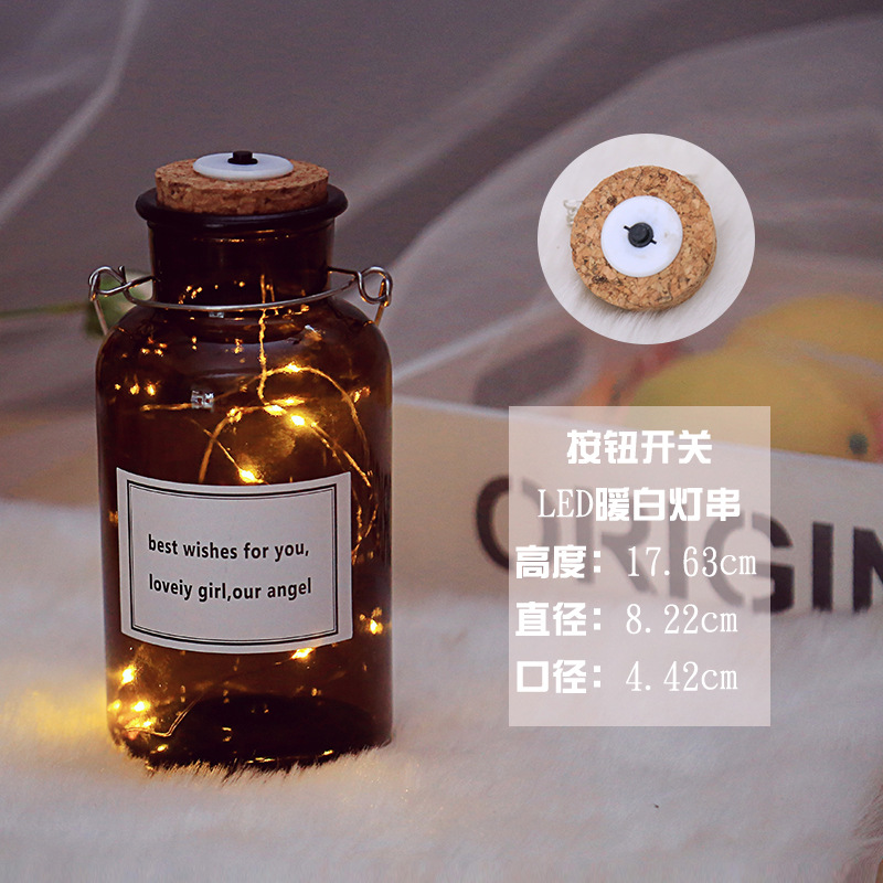 Botella de deseos luminosa botella de vidrio creativa qixi amante graduación regalo Navidad LED deriva botella estrella