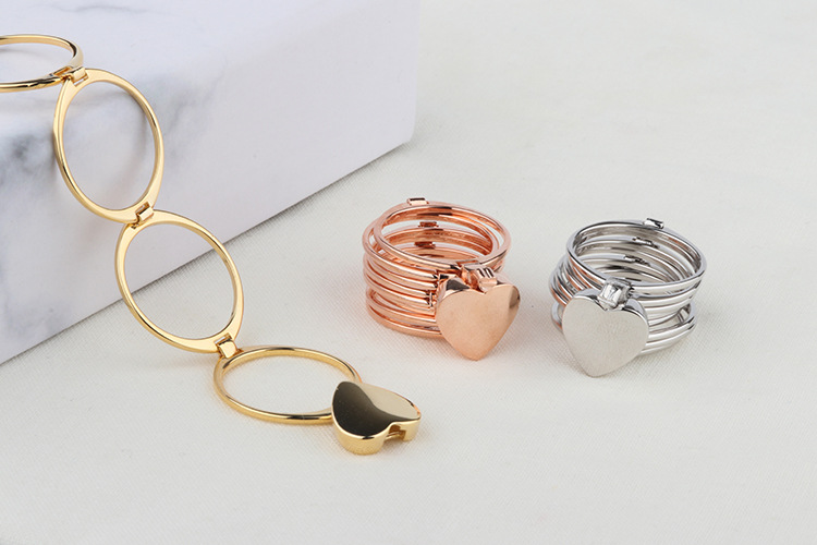 抖音伸缩戒指手镯可以变手链的两用爱心形网红