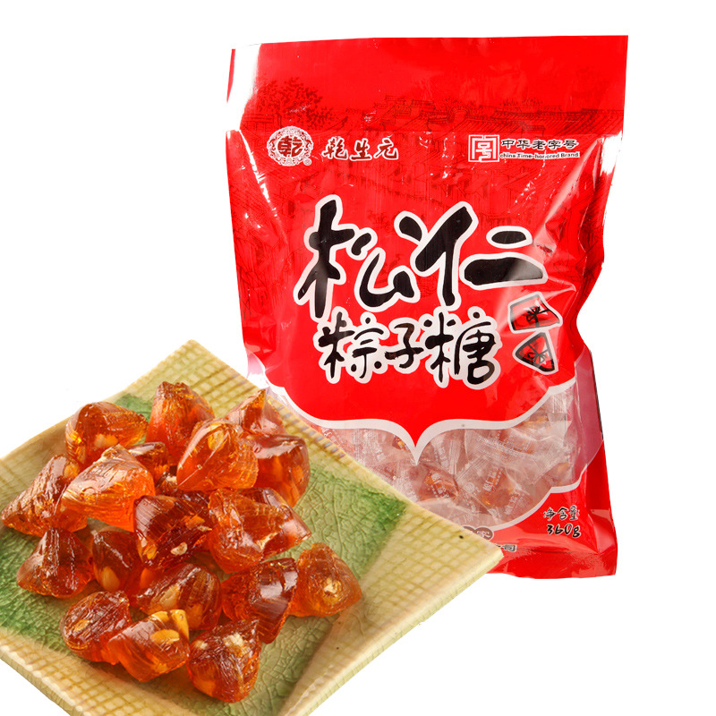 苏州特产 乾生元袋装松仁粽子糖360g 子糖果仁糖年货休闲零食，香甜糖果带您领略松仁粽子的独特美味！